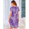 Ekouaer Womens Nightgown Soft Sleepwear Pleated Sleepshirt Sleep Dress Short Sleeve Nightdress S-3XL(Floral Purple)