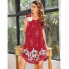 Ekouaer Womens Nightgown Soft Sleepwear Pleated Sleepshirt Sleep Dress Short Sleeve Nightdress S-3XL(Floral Red)