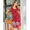 Ekouaer Womens Nightgown Soft Sleepwear Pleated Sleepshirt Sleep Dress Short Sleeve Nightdress S-3XL(Floral Red)