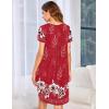 Ekouaer Womens Nightgown Soft Sleepwear Pleated Sleepshirt Sleep Dress Short Sleeve Nightdress S-3XL(Floral Red)