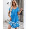 Ekouaer Womens Nightgown Soft Sleepwear Pleated Sleepshirt Sleep Dress Short Sleeve Nightdress S-3XL(Floral Sky Blue)