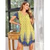 Ekouaer Womens Nightgown Soft Sleepwear Pleated Sleepshirt Sleep Dress Short Sleeve Nightdress S-3XL(Floral Yellow)