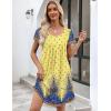 Ekouaer Womens Nightgown Soft Sleepwear Pleated Sleepshirt Sleep Dress Short Sleeve Nightdress S-3XL(Floral Yellow)