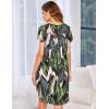 Ekouaer Womens Nightgown Soft Sleepwear Pleated Sleepshirt Sleep Dress Short Sleeve Nightdress S-3XL(Green Leaf)