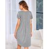 Ekouaer Womens Nightgown Soft Sleepwear Pleated Sleepshirt Sleep Dress Short Sleeve Nightdress S-3XL(Grey)