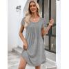 Ekouaer Womens Nightgown Soft Sleepwear Pleated Sleepshirt Sleep Dress Short Sleeve Nightdress S-3XL(Grey)
