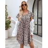 Ekouaer Womens Nightgown Soft Sleepwear Pleated Sleepshirt Sleep Dress Short Sleeve Nightdress S-3XL(Leopard Printed)