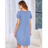 Ekouaer Womens Nightgown Soft Sleepwear Pleated Sleepshirt Sleep Dress Short Sleeve Nightdress S-3XL(Light Blue)
