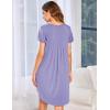 Ekouaer Womens Nightgown Soft Sleepwear Pleated Sleepshirt Sleep Dress Short Sleeve Nightdress S-3XL(Lilac)