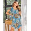 Ekouaer Womens Nightgown Soft Sleepwear Pleated Sleepshirt Sleep Dress Short Sleeve Nightdress S-3XL(Mandala)