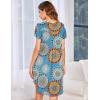 Ekouaer Womens Nightgown Soft Sleepwear Pleated Sleepshirt Sleep Dress Short Sleeve Nightdress S-3XL(Mandala)