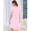 Ekouaer Womens Nightgown Soft Sleepwear Pleated Sleepshirt Sleep Dress Short Sleeve Nightdress S-3XL(Misty Rose)