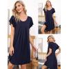Ekouaer Womens Nightgown Soft Sleepwear Pleated Sleepshirt Sleep Dress Short Sleeve Nightdress S-3XL(Navy Blue)