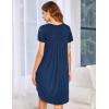 Ekouaer Womens Nightgown Soft Sleepwear Pleated Sleepshirt Sleep Dress Short Sleeve Nightdress S-3XL(New Blue)