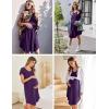Ekouaer Womens Nightgown Soft Sleepwear Pleated Sleepshirt Sleep Dress Short Sleeve Nightdress S-3XL(Purple)