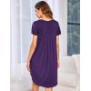Ekouaer Womens Nightgown Soft Sleepwear Pleated Sleepshirt Sleep Dress Short Sleeve Nightdress S-3XL(Purple)