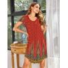 Ekouaer Womens Nightgown Soft Sleepwear Pleated Sleepshirt Sleep Dress Short Sleeve Nightdress S-3XL(Red Plume)