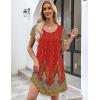 Ekouaer Womens Nightgown Soft Sleepwear Pleated Sleepshirt Sleep Dress Short Sleeve Nightdress S-3XL(Red Plume)