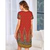 Ekouaer Womens Nightgown Soft Sleepwear Pleated Sleepshirt Sleep Dress Short Sleeve Nightdress S-3XL(Red Plume)