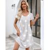 Ekouaer Womens Nightgown Soft Sleepwear Pleated Sleepshirt Sleep Dress Short Sleeve Nightdress S-3XL(Star Print)
