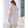 Ekouaer Womens Nightgown Soft Sleepwear Pleated Sleepshirt Sleep Dress Short Sleeve Nightdress S-3XL(Star Print)