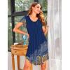 Ekouaer Womens Nightgown Soft Sleepwear Pleated Sleepshirt Sleep Dress Short Sleeve Nightdress S-3XL(Sunflower Print)