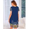 Ekouaer Womens Nightgown Soft Sleepwear Pleated Sleepshirt Sleep Dress Short Sleeve Nightdress S-3XL(Sunflower Print)