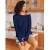 Ekouaer Womens Pajama Sets 2 Piece Lounge Set Casual Long Sleeve Loungewear Matching Sleepwear(Blue Plaid)
