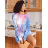 Ekouaer Womens Pajama Sets 2 Piece Lounge Set Casual Long Sleeve Loungewear Matching Sleepwear(Blue Tie-dye)