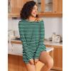 Ekouaer Womens Pajama Sets 2 Piece Lounge Set Casual Long Sleeve Loungewear Matching Sleepwear(Green Stripes)