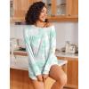 Ekouaer Womens Pajama Sets 2 Piece Lounge Set Casual Long Sleeve Loungewear Matching Sleepwear(Green Tie-dye)