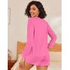 Ekouaer Womens Pajama Sets 2 Piece Lounge Set Casual Long Sleeve Loungewear Matching Sleepwear(Peach Pink)