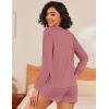 Ekouaer Womens Pajama Sets 2 Piece Lounge Set Casual Long Sleeve Loungewear Matching Sleepwear(Purple Grey)