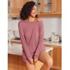 Ekouaer Womens Pajama Sets 2 Piece Lounge Set Casual Long Sleeve Loungewear Matching Sleepwear(Purple Grey)