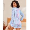 Ekouaer Womens Pajama Sets 2 Piece Lounge Set Casual Long Sleeve Loungewear Matching Sleepwear(Purple Tie-dye)
