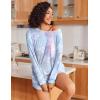 Ekouaer Womens Pajama Sets 2 Piece Lounge Set Casual Long Sleeve Loungewear Matching Sleepwear(Purple Tie-dye)