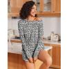 Ekouaer Womens Pajama Sets 2 Piece Lounge Set Casual Long Sleeve Loungewear Matching Sleepwear(White Leopard)