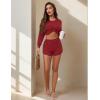 Ekouaer Womens Pajama Sets 2 Piece Lounge Set Casual Long Sleeve Loungewear Matching Sleepwear(Wine Red)