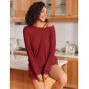 Ekouaer Womens Pajama Sets 2 Piece Lounge Set Casual Long Sleeve Loungewear Matching Sleepwear(Wine Red)