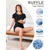 Ekouaer Womens Pajama Sets 2 Piece Ruffle Sleeves Top and Shorts Pjs Soft Sleepwear Casual Lounge Set with Pockets(Black)