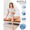 Ekouaer Womens Pajama Sets 2 Piece Ruffle Sleeves Top and Shorts Pjs Soft Sleepwear Casual Lounge Set with Pockets(Flower)