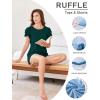 Ekouaer Womens Pajama Sets 2 Piece Ruffle Sleeves Top and Shorts Pjs Soft Sleepwear Casual Lounge Set with Pockets(Green)
