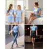Ekouaer Womens Pajama Sets 2 Piece Ruffle Sleeves Top and Shorts Pjs Soft Sleepwear Casual Lounge Set with Pockets(Light Blue)