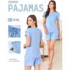 Ekouaer Womens Pajama Sets 2 Piece Ruffle Sleeves Top and Shorts Pjs Soft Sleepwear Casual Lounge Set with Pockets(Light Blue)