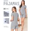 Ekouaer Womens Pajama Sets 2 Piece Ruffle Sleeves Top and Shorts Pjs Soft Sleepwear Casual Lounge Set with Pockets(Light Gray)