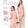 Ekouaer Womens Pajama Sets 2 Piece Ruffle Sleeves Top and Shorts Pjs Soft Sleepwear Casual Lounge Set with Pockets(Light Pink)