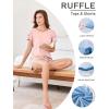 Ekouaer Womens Pajama Sets 2 Piece Ruffle Sleeves Top and Shorts Pjs Soft Sleepwear Casual Lounge Set with Pockets(Light Pink)