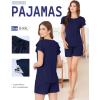 Ekouaer Womens Pajama Sets 2 Piece Ruffle Sleeves Top and Shorts Pjs Soft Sleepwear Casual Lounge Set with Pockets(Navy Blue)