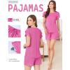 Ekouaer Womens Pajama Sets 2 Piece Ruffle Sleeves Top and Shorts Pjs Soft Sleepwear Casual Lounge Set with Pockets(Rose Red)