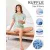 Ekouaer Womens Pajama Sets 2 Piece Ruffle Sleeves Top and Shorts Pjs Soft Sleepwear Casual Lounge Set with Pockets(Sage Green)